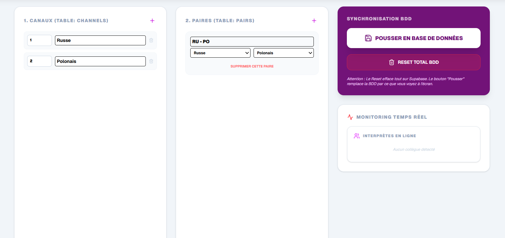 plateforme RSI interprétation conférence
